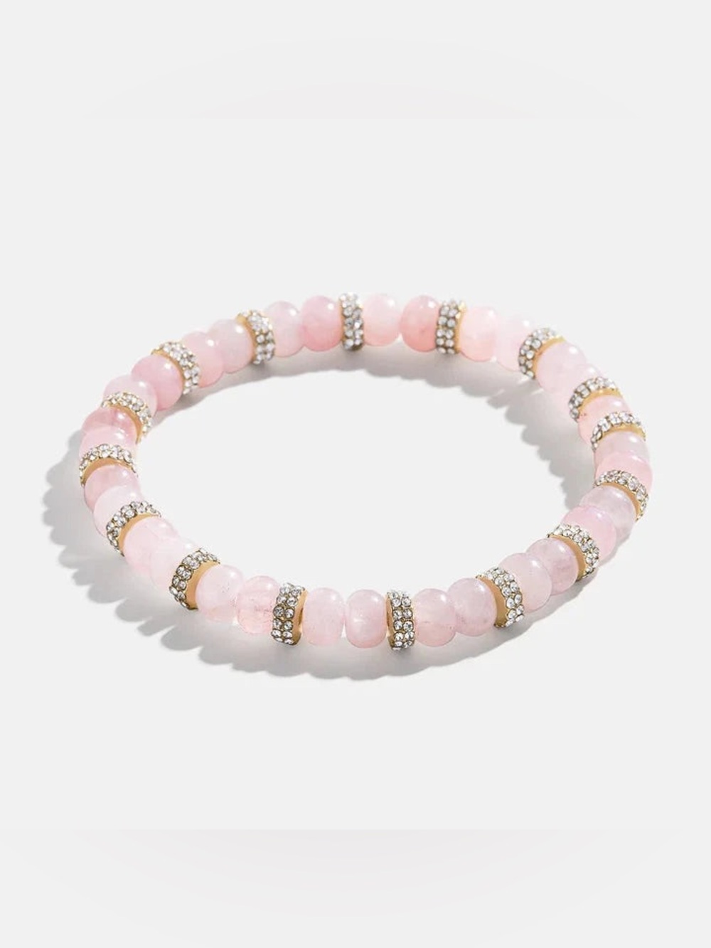 BaubleBar Pink Beaded Stretch Bracelet with Crystal Rondelles
